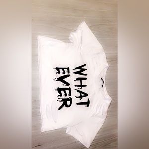 White Grapic ripped Crop top.
